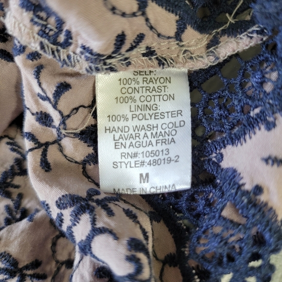 Altar'd State Gray Blue Ruffle Sleeve Crochet Lace Top Size M - Picture 9 of 11